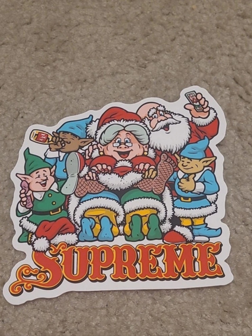 Supreme Naughty Santa Sticker Holiday Decor